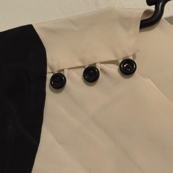 Kate Spade Live Colorfully Black and White Long Sleeve Silk Blouse - Picture 5 of 7